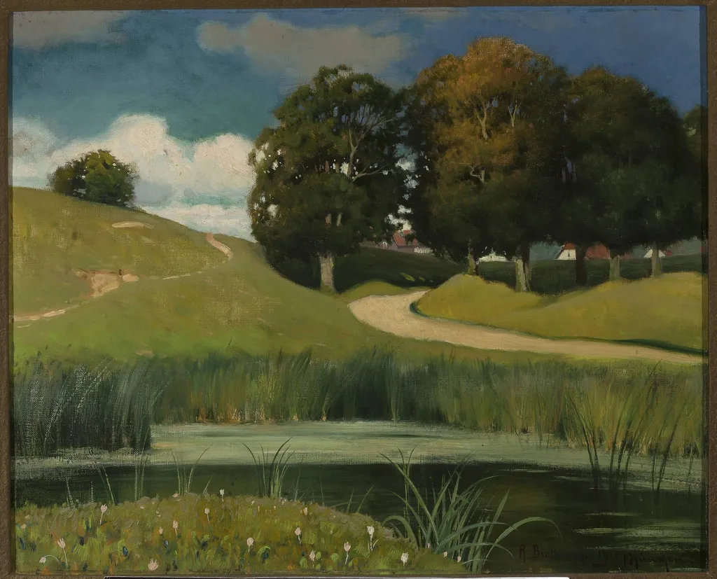 Landscape with a rivulet, by Roman Bratkowski, oil, 1900