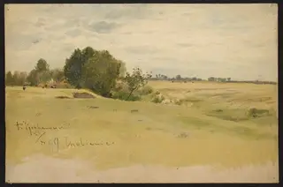 Landscape with cows, by Roman Kochanowski, 1900