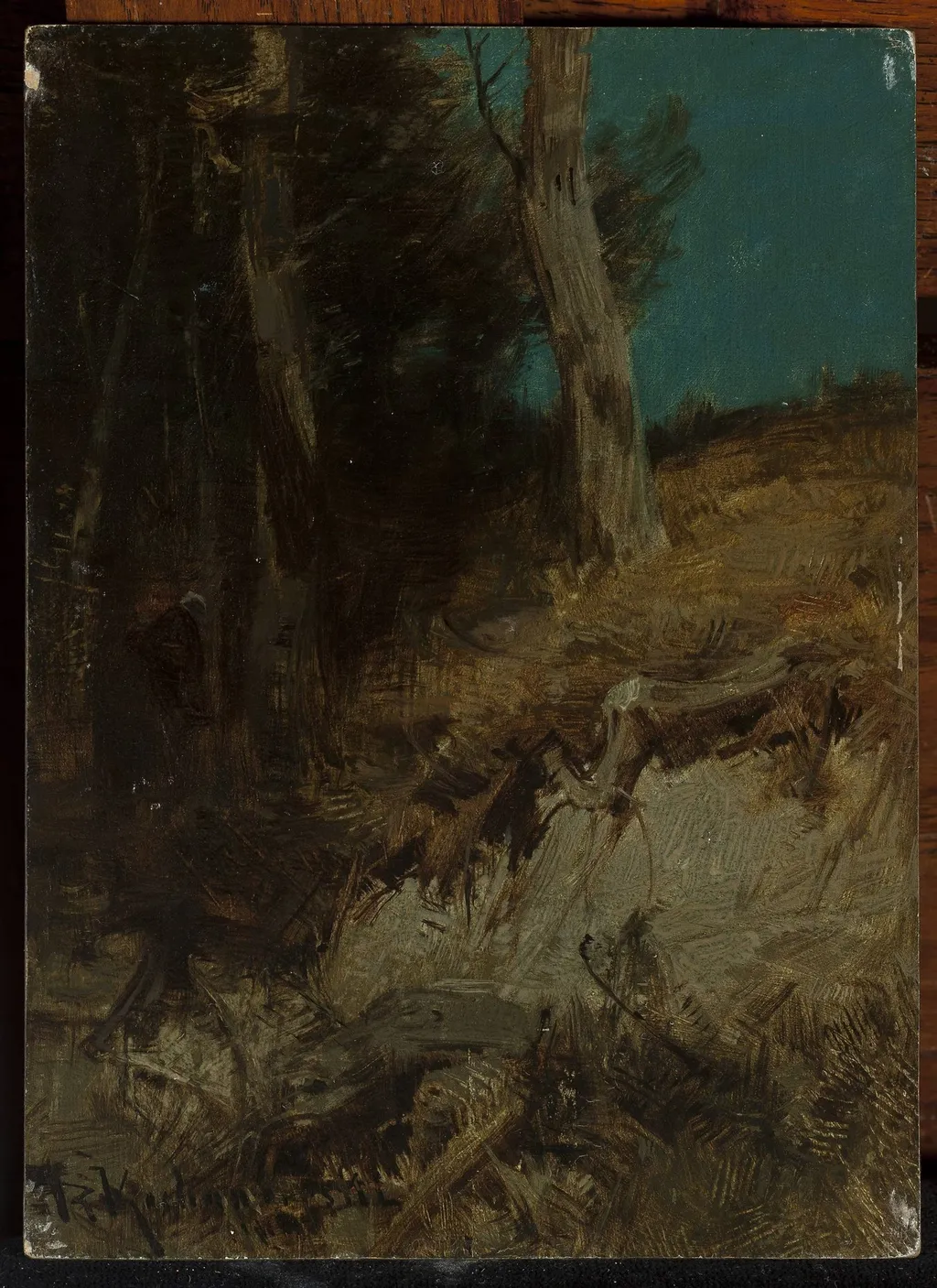 Nocturnal landscape, by Roman Kochanowski, oil, 1898