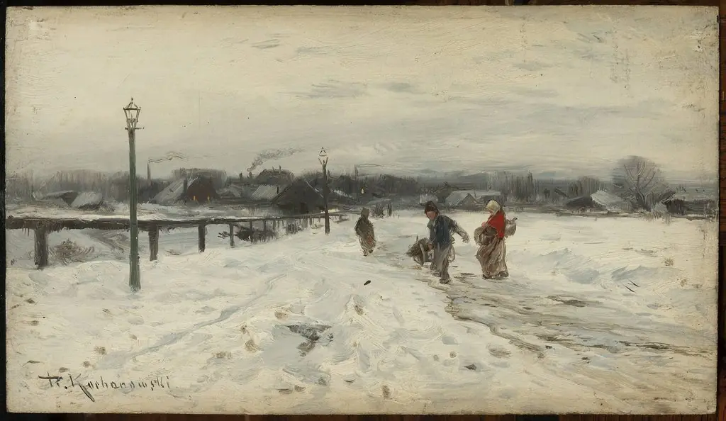 Suburban winter landscape, by Roman Kochanowski