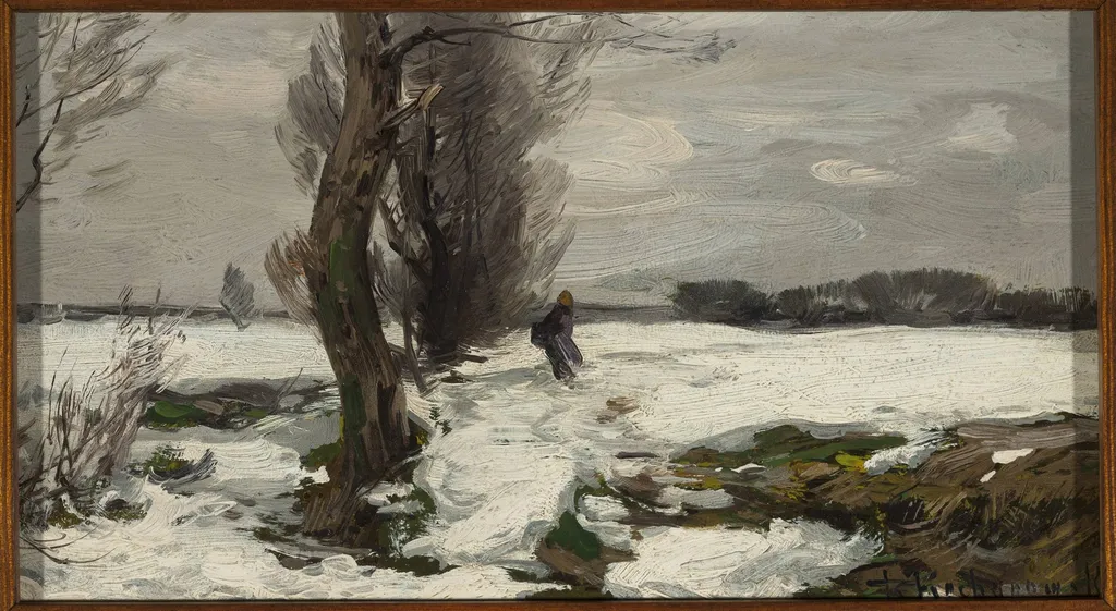 Winter landscape, by Roman Kochanowski, oil, 1898