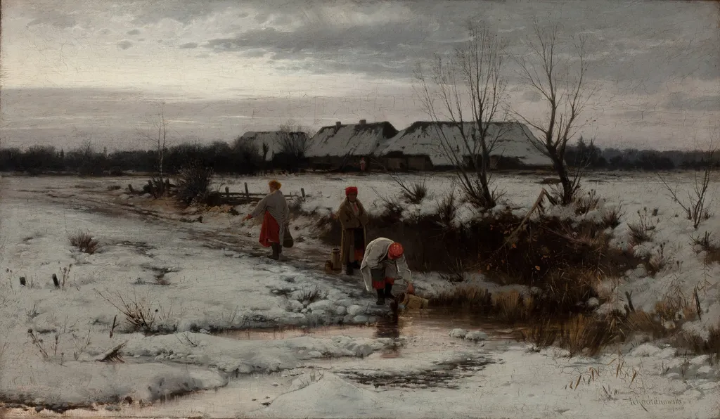 Winter Landscape, by Roman Kochanowski, oil, 1894