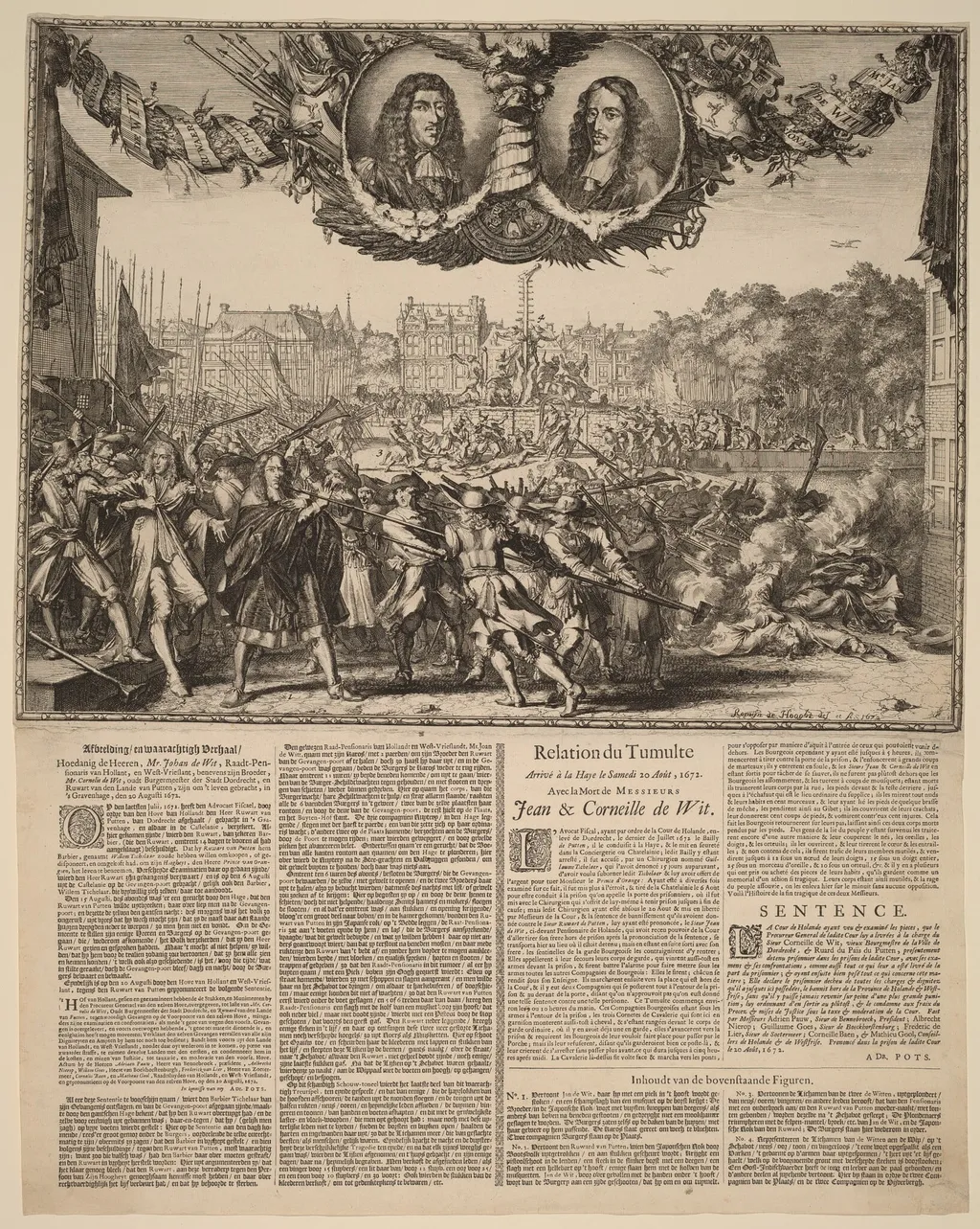 Afbeelding en waarachtigh Verhaal... (Representation of the True Story of Johan de Witt...), by Romeyn de Hooghe, ink, 1672