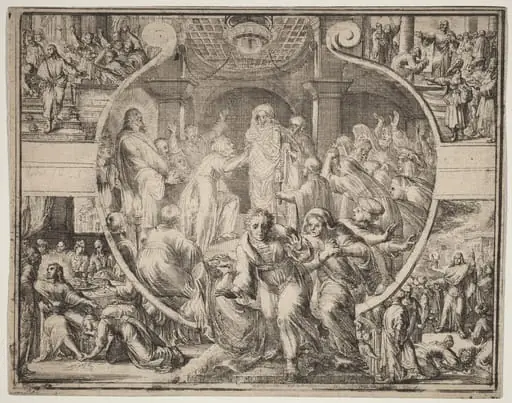 Raising of Lazarus with Scenes from the Life of Christ, by Romeyn de Hooghe