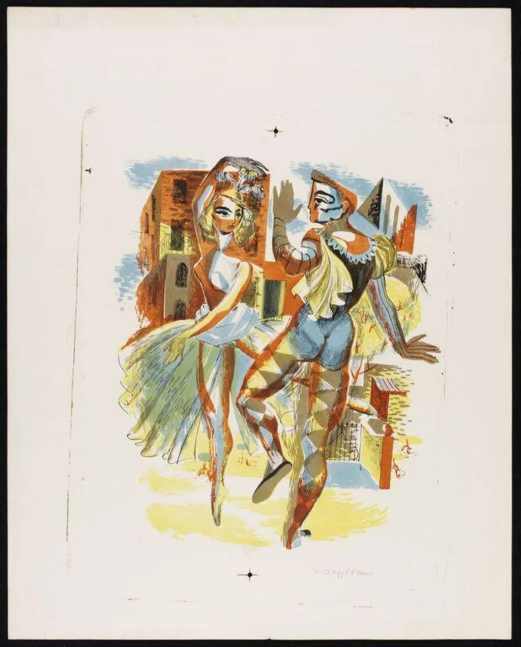 Two Harlequin Figures, by Ronald Frederick Holmes, 1954