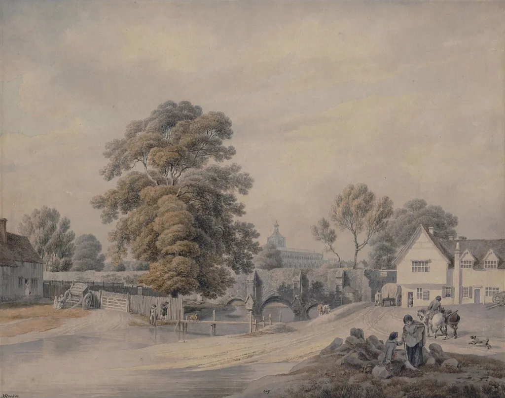 Abbot's Bridge, Bury St. Edmunds, by Rooker, watercolor, 1795