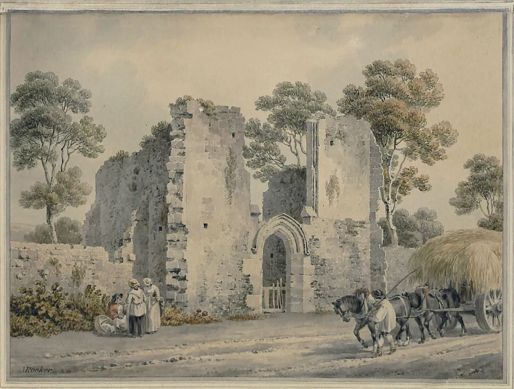 Old Gateway at Bury St. Edmunds, by Rooker, watercolor, 1760
