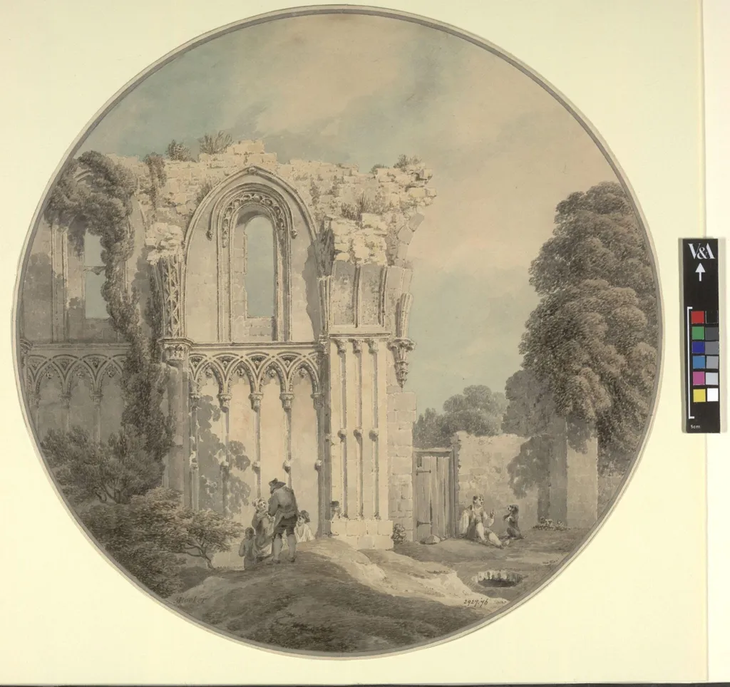 Part of the North Wall of St Joseph's Chapel, Glastonbury Abbey, Somerset, by Rooker, watercolor, 1760