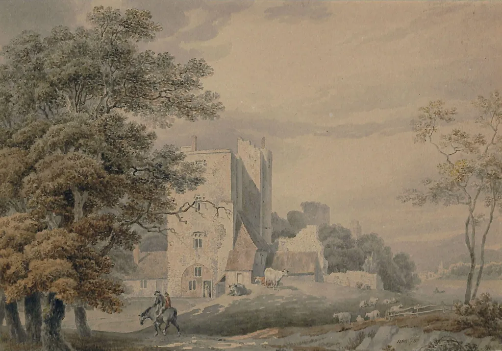 Saltwood Castle near Hythe, by Rooker, watercolor, 1765