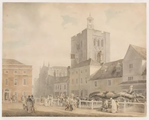 View of Bury St. Edmunds, by Rooker