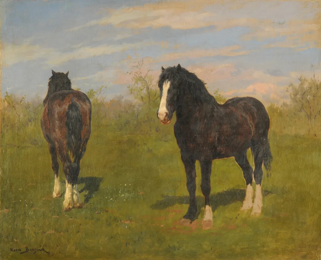 Horses grazing, by Rosa Bonheur, oil, 1850