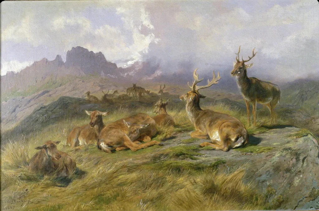 Landscape with Deer, by Rosa Bonheur, oil, 1894