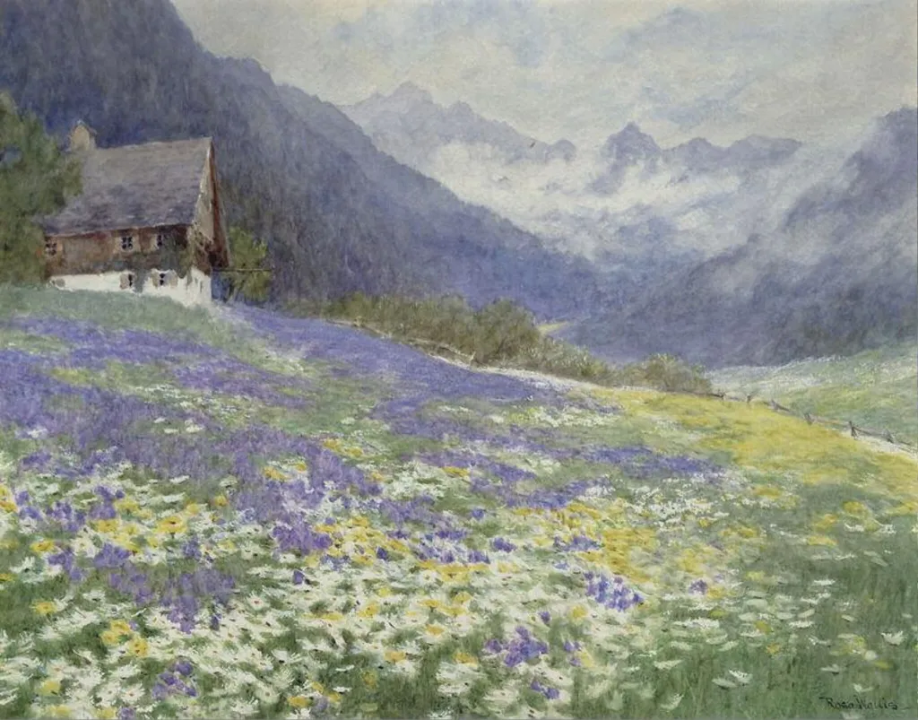The Gosau Valley, Tyrol, by Rosa Wallis, watercolor, 1900