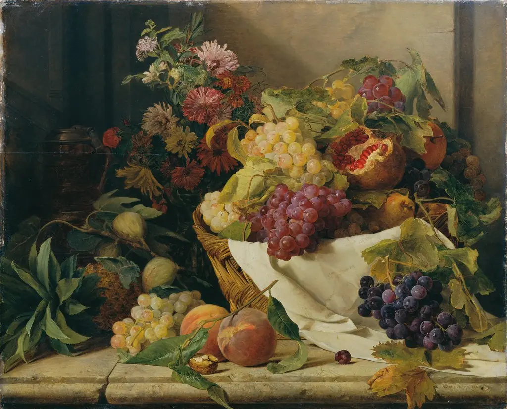 still life with fruits and flowers, by Rosalia Amon