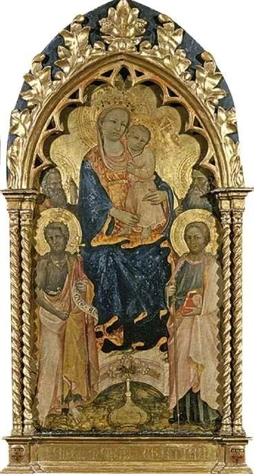 Virgin and Child with SS. John the Baptist, James, Andrew and (?) Anthony Abbot, by Rossello di Jacopo Franchi, unspecified, 1426