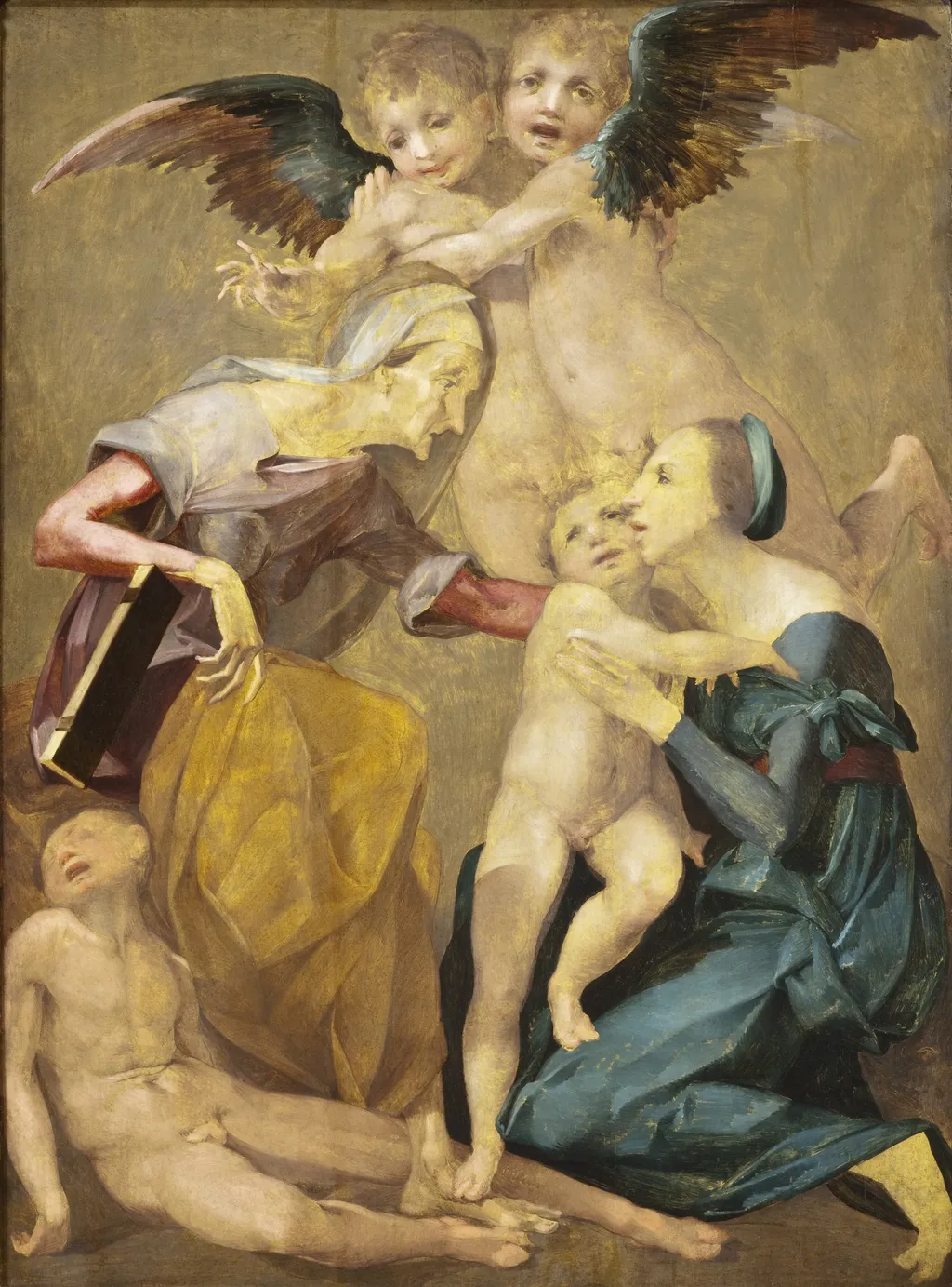 Allegory of Salvation with the Virgin and Christ Child, St. Elizabeth, the Young St. John the Baptist and Two Angels, by Rosso Fiorentino, oil, 1522