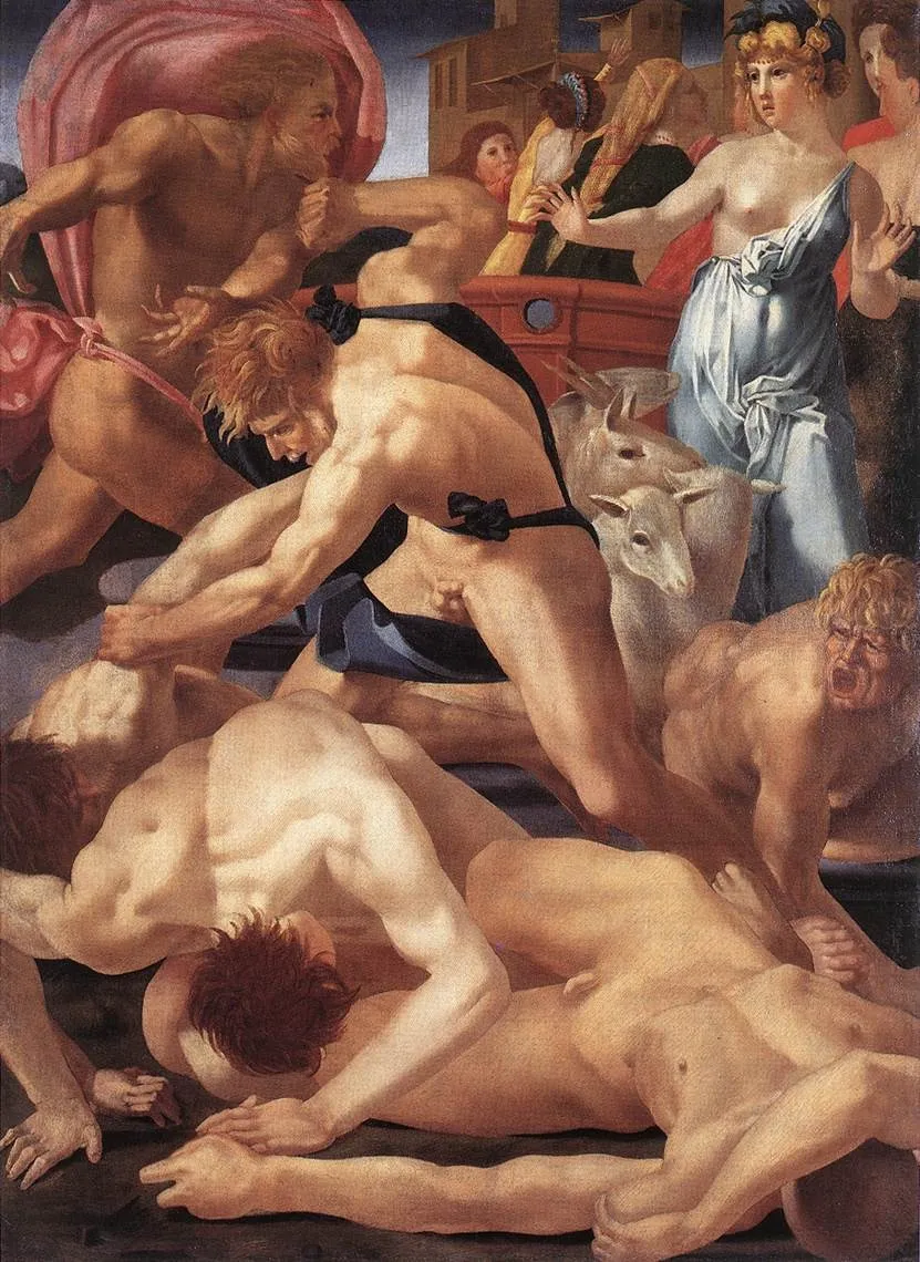Moses Defending the Daughters of Jethro, by Rosso Fiorentino, oil, 1523