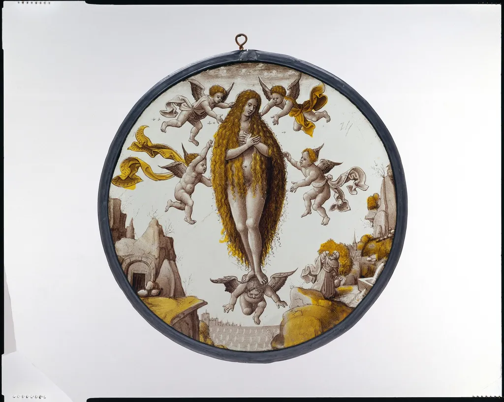 Roundel with Mary of Egypt crossing the Jordan, unspecified, 1525