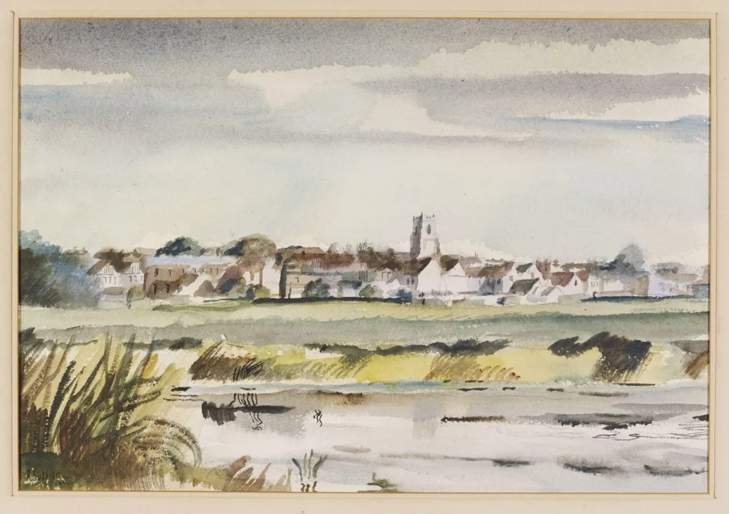 Evening View of Sudbury from the South-west, by Rowland Suddaby, watercolor, 1940