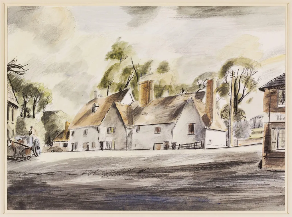 Old Houses, Ballingdon, by Rowland Suddaby, watercolor, 1940
