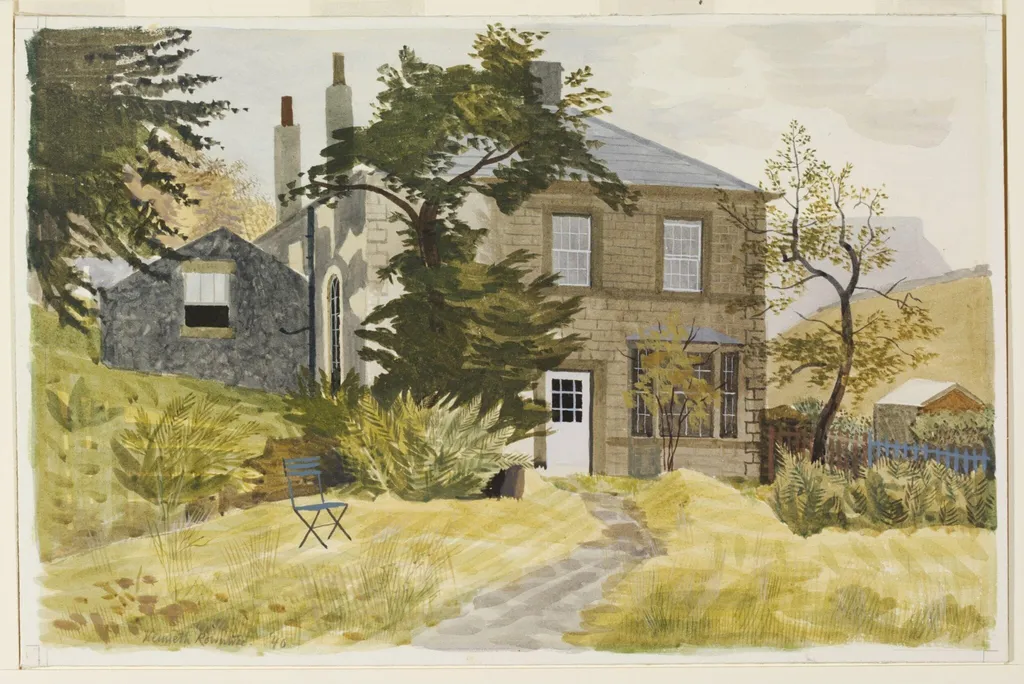 Ashopton Inn, showing Bamford Edge, by Rowntree, watercolor, 1940