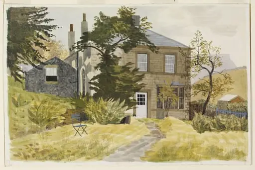 Ashopton Inn, showing Bamford Edge, by Rowntree
