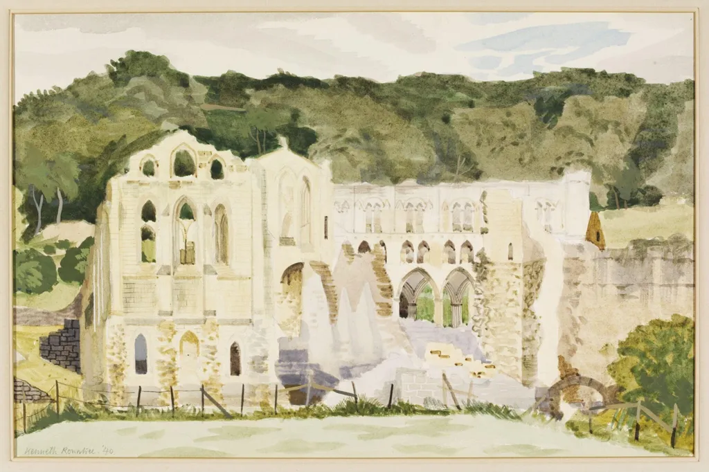 Rievaulx Abbey, by Rowntree, watercolor, 1940