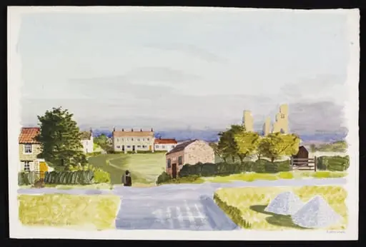 Sheriff Hutton; view over the plain of York, with York Minster in the distance, by Rowntree