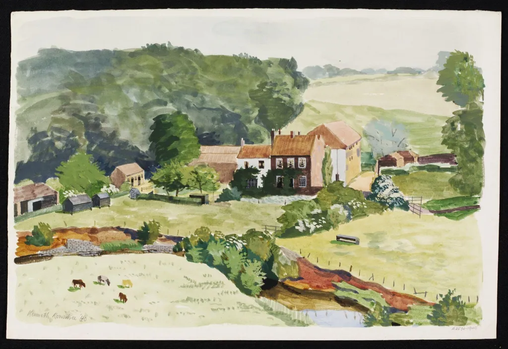 The Mill, Crathorne, by Rowntree, watercolor, 1940
