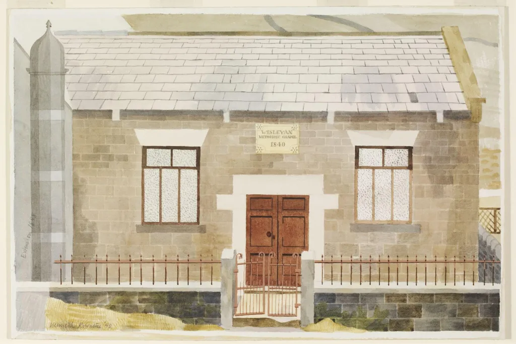 Wesleyan Methodist Chapel, Ashopton, by Rowntree, watercolor, 1940