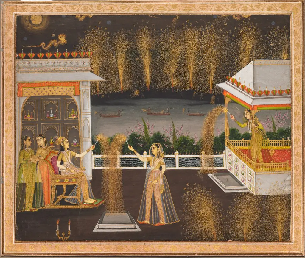 Royal Women Celebrating Diwali, 1760