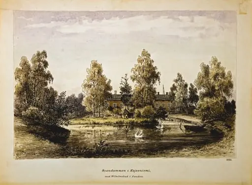 Kaisaniemen joutsenlampi, by Rudolf Åkerblom