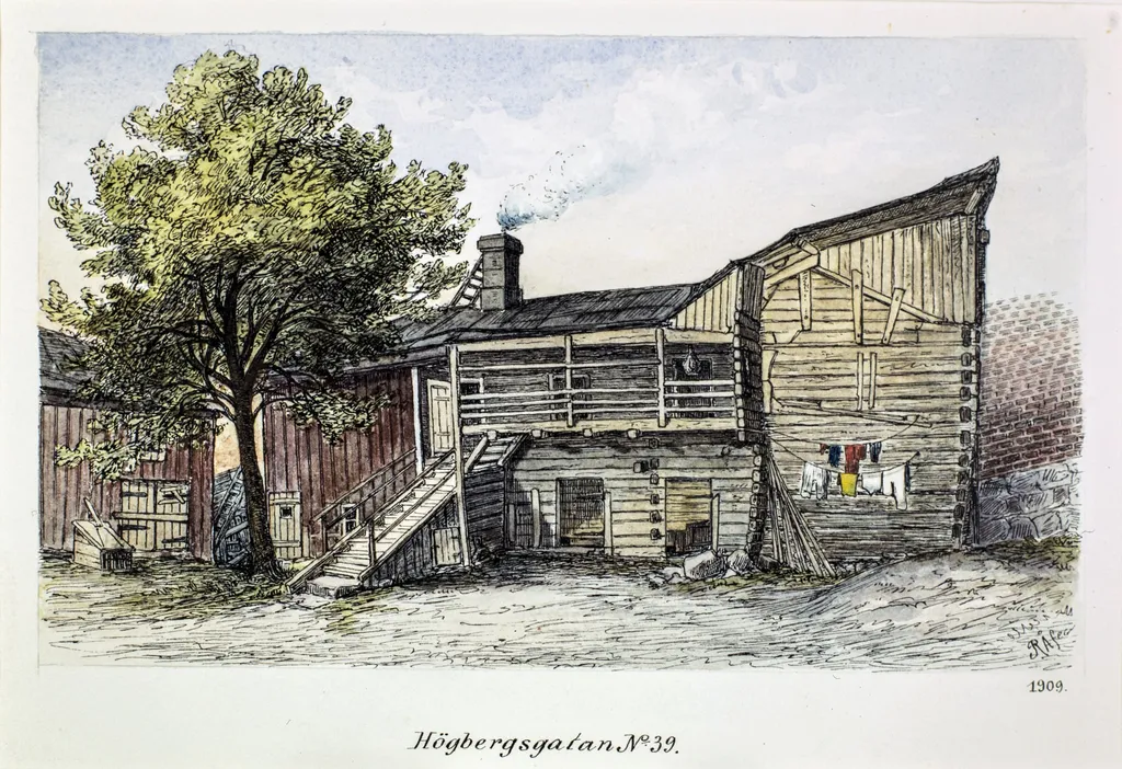 Korkeavuorenkatu 39, pihanäkymä, by Rudolf Åkerblom, 1897