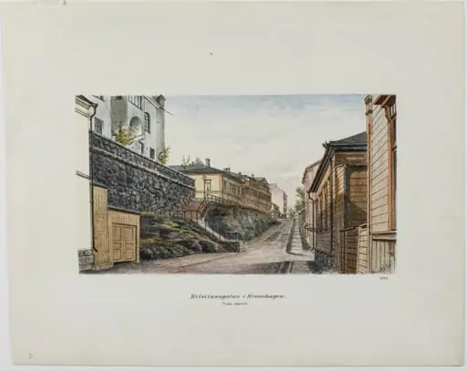 Kristianinkatu idästä päin, by Rudolf Åkerblom, 1897