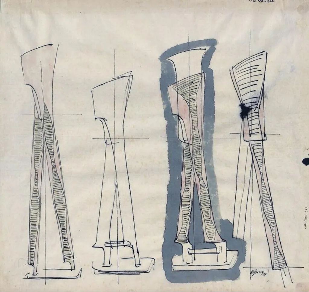 Studies for sculpture, by Rudolf Hoflehner, 1957