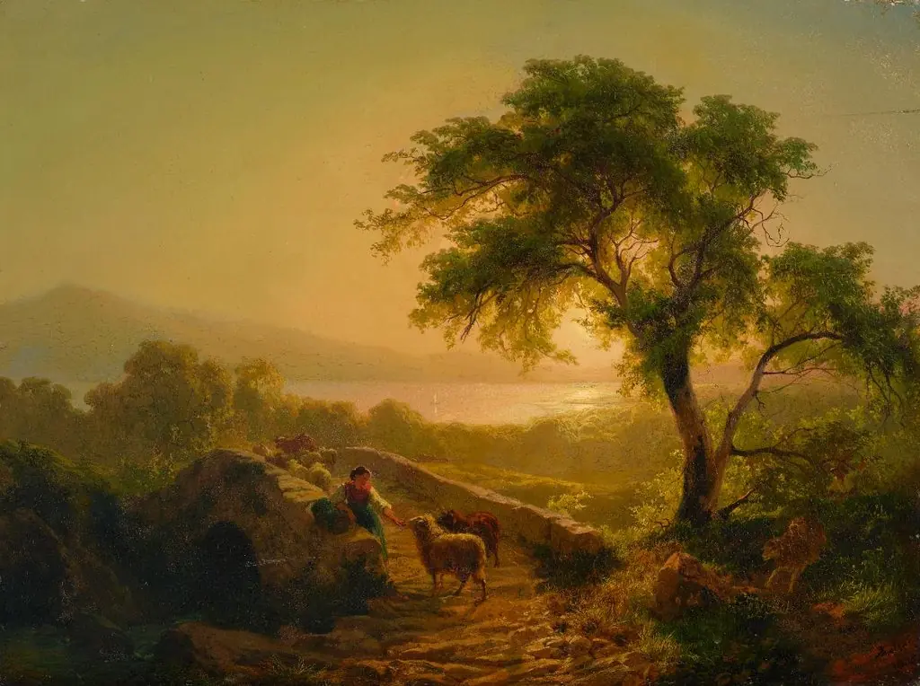 Abendlandschaft mit Brücke, by Rudolf Koller