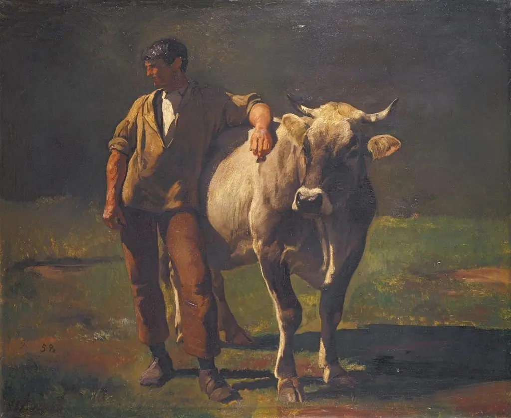 Friedli mit der Kuh. Studie, by Rudolf Koller