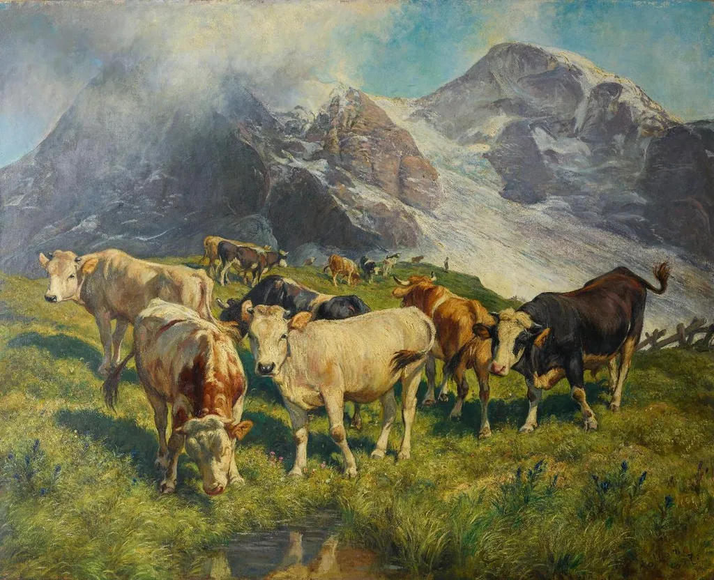 Hochalpen mit Vieh, by Rudolf Koller, oil, 1899