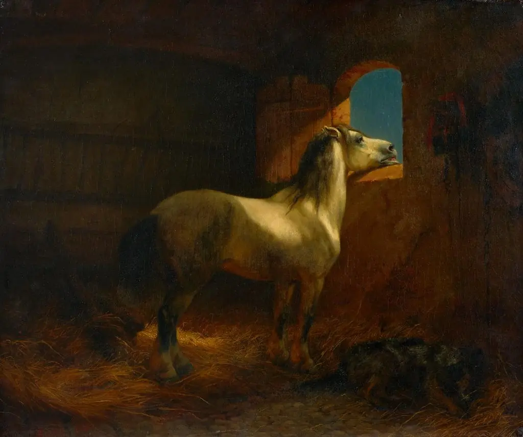 Schimmel im Stall, by Rudolf Koller