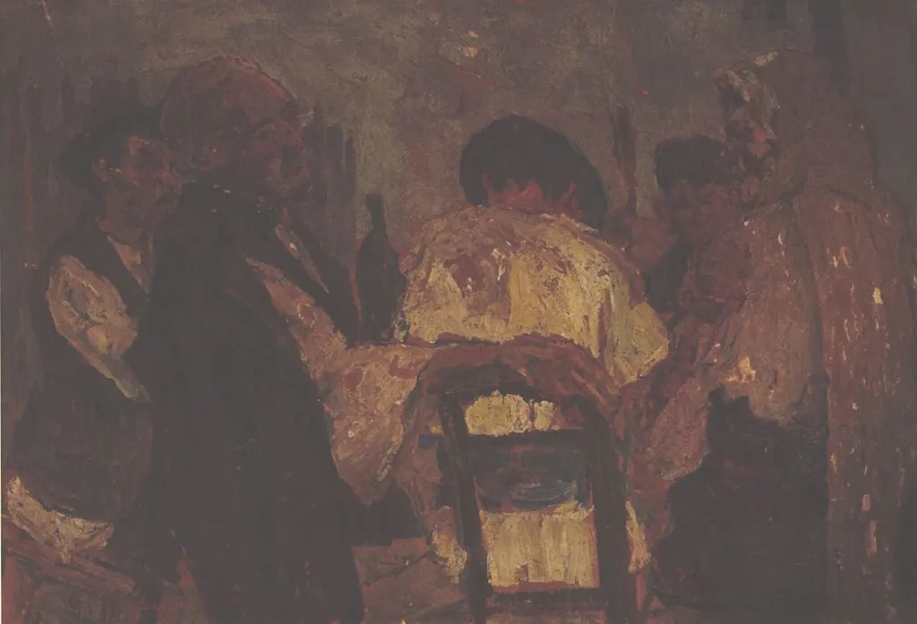 Țărani la cârciumă, by Rudolf Schweitzer-Cumpăna, 1927