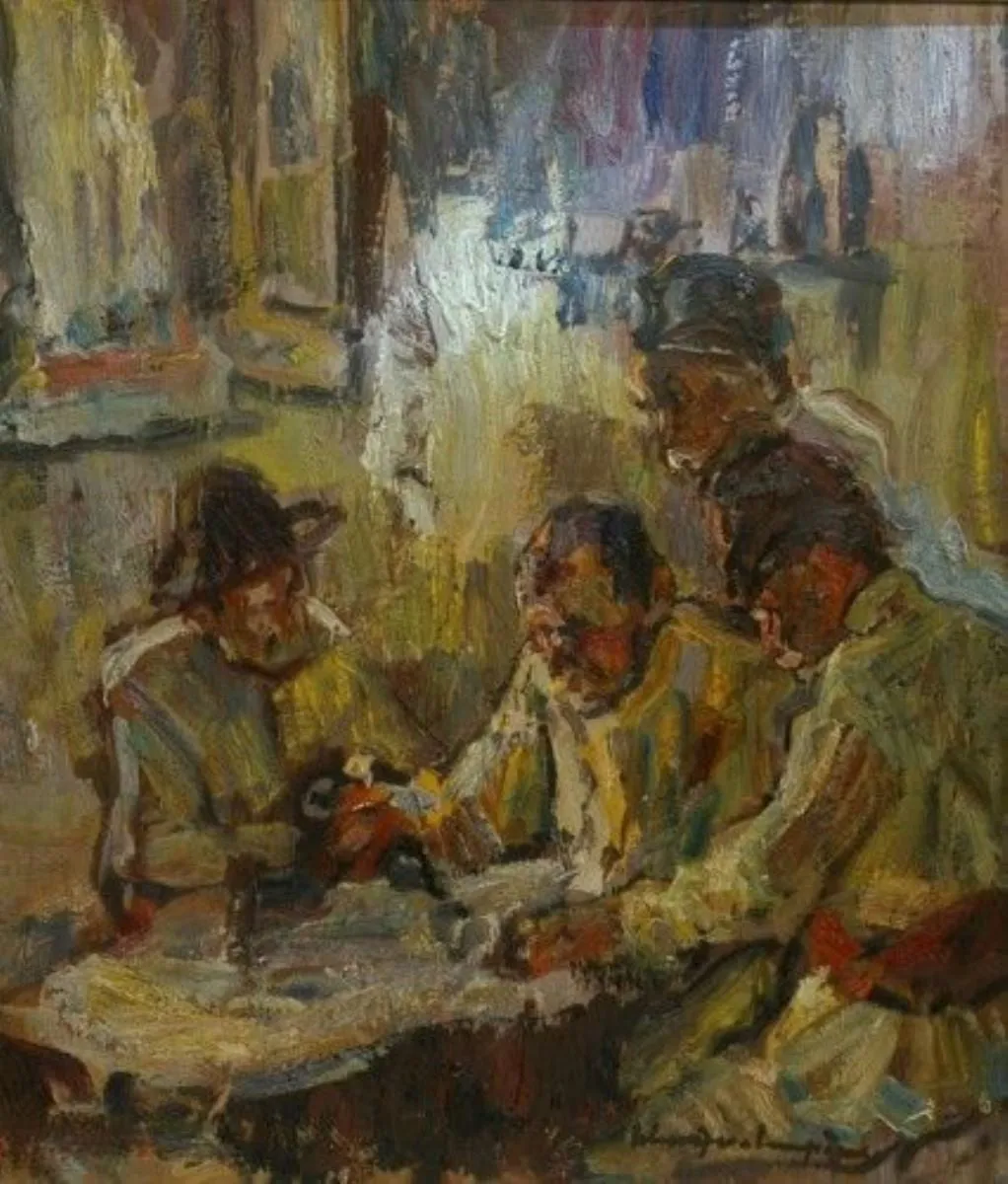 Țărani la masă, by Rudolf Schweitzer-Cumpăna, 1949