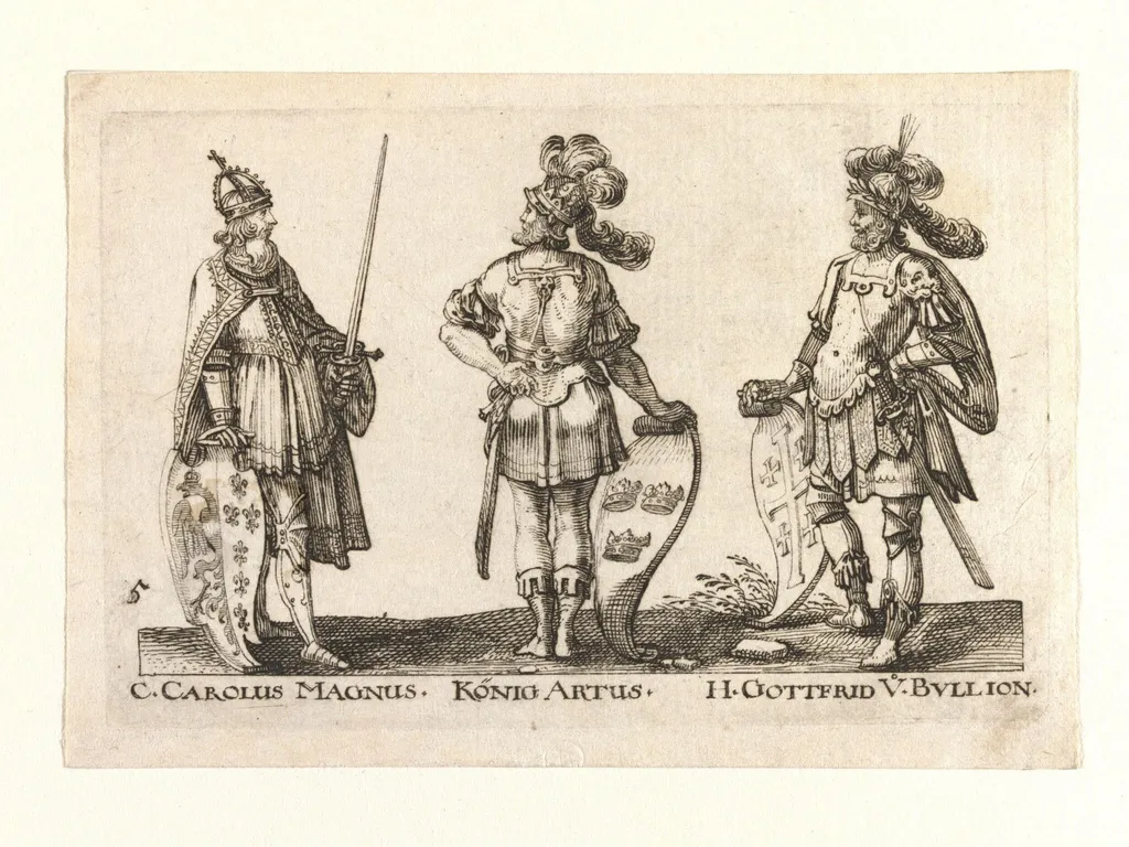 Charles the Great, King Arthur and Godfrey of Bouillon, by Rudolph Meyer, 1550