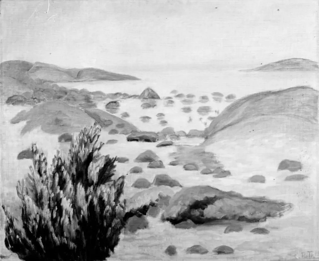 From Ørekroken - Whales, by Rudolph Thygesen, oil, 1930