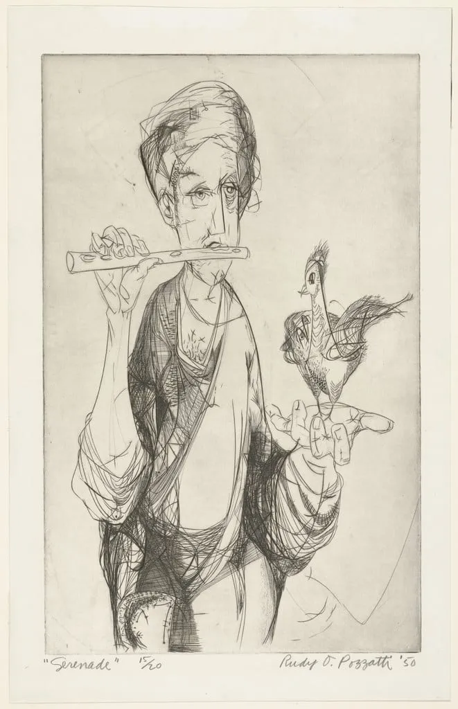 Untitled, by Rudy Pozzatti, ink, 1950