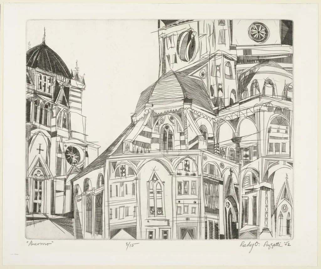 Untitled, by Rudy Pozzatti, ink, 1952