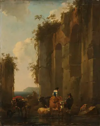 Ruins in Italy, by Nicolaes Pieterszoon Berchem