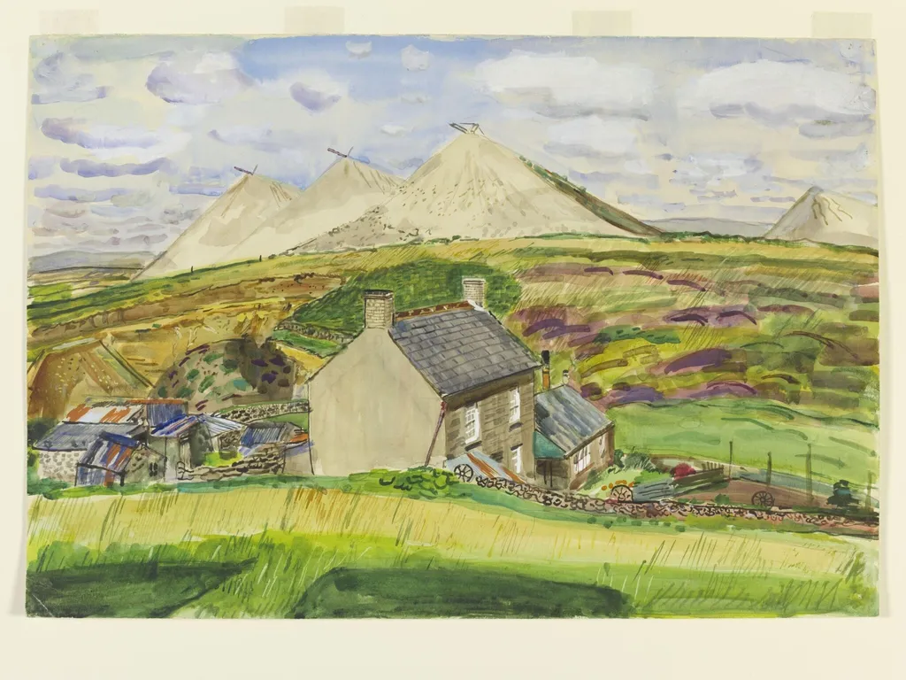 China Clay Works, Great Wheal Prosper, Tresayes, Roche, by Ruskin Spear, watercolor, 1940