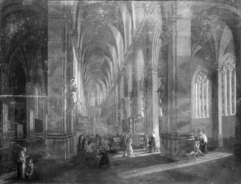 Interior of a Gothic Church, by Rutger van Langevelt, unspecified, 1672