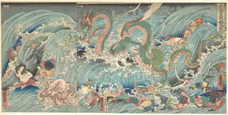 Ryugu Tamatori Hime no su|Recovering the Stolen Jewel from the Palace of the Dragon King, by Utagawa Kuniyoshi