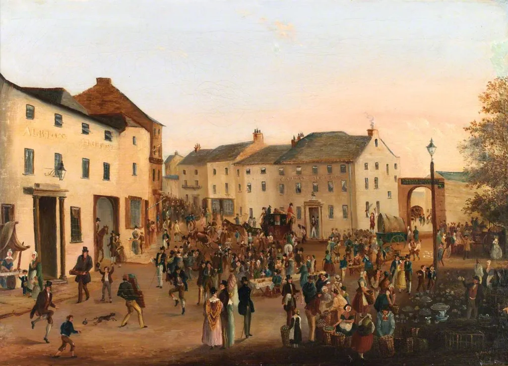 High Street, Bangor, by S. Hughes, oil, 1860